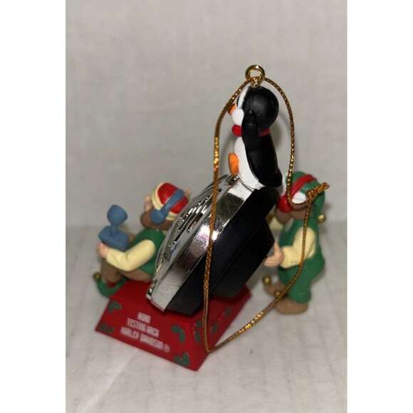 RARE HARLEY DAVIDSON CHRISTMAS ORNAMENT ELVES AND PENDGUIN HORN TEST AREA 1997 - Picture 7 of 16